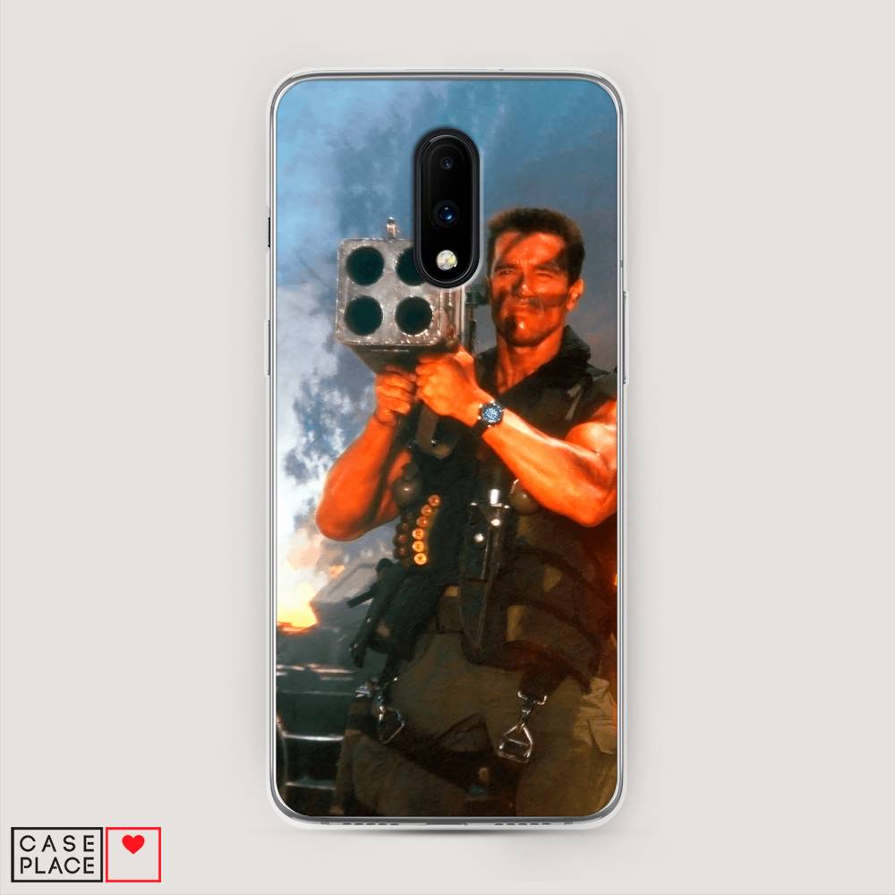 

Чехол на OnePlus 7 "Арнольд Шварцнеггер с базукой", Голубой;коричневый, 150750-6