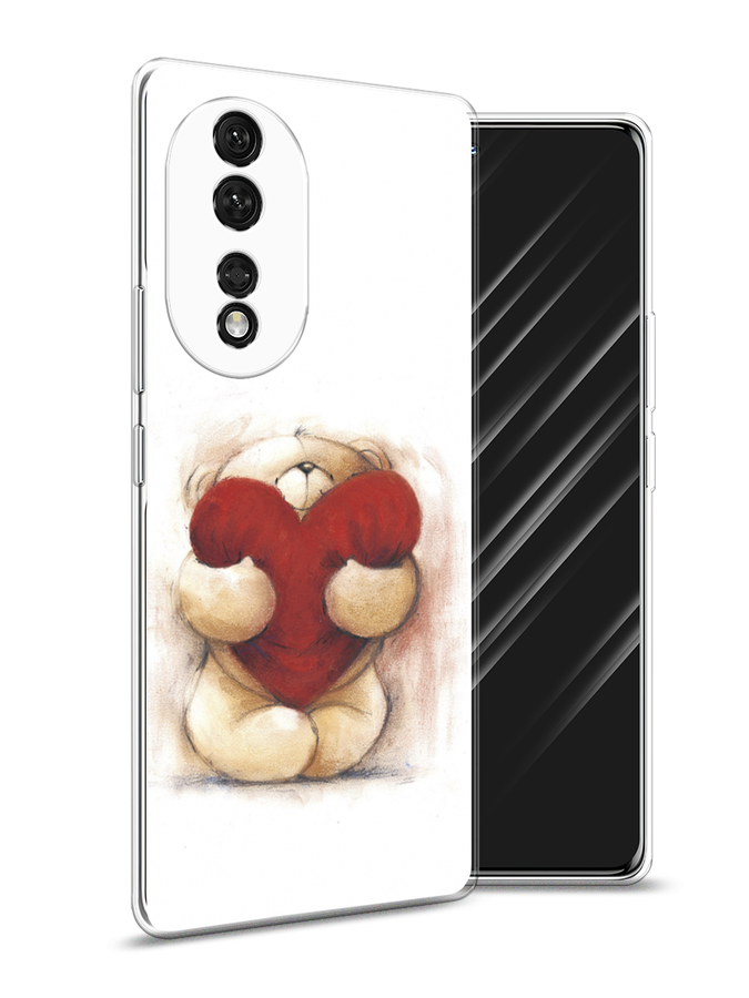 

Чехол Awog на Honor 80 "Мишка с сердцем 1", Белый;красный;бежевый, 6120350-6