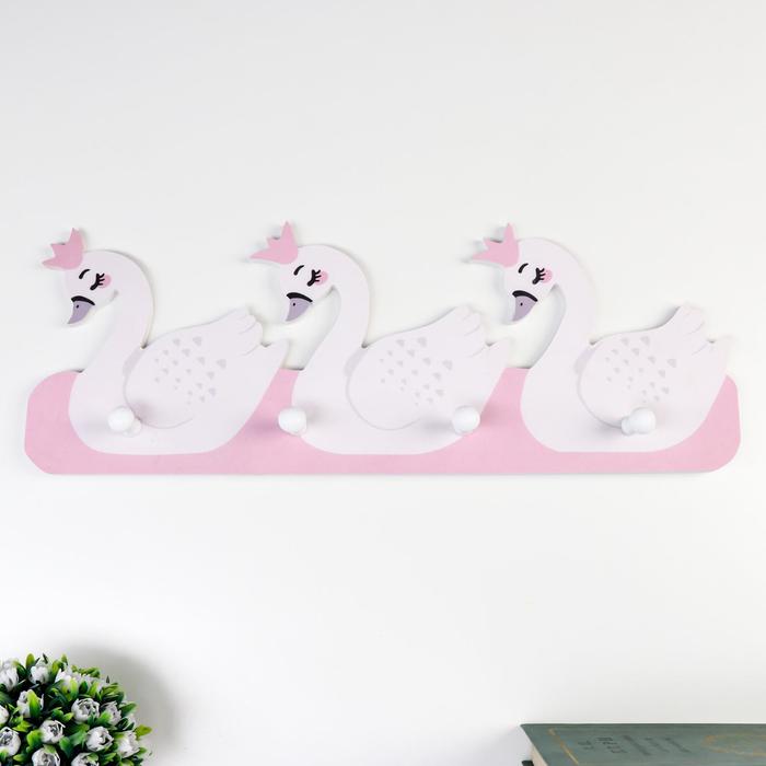 фото Крючки декоративные дерево "лебеди в коронах" 18,5х50х4,5 см nobrand