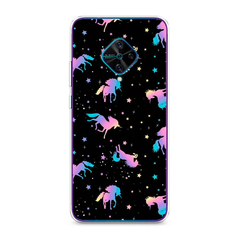 

Чехол для Vivo Y9s "Единороги градиент", Черный;розовый;голубой, 262450-1