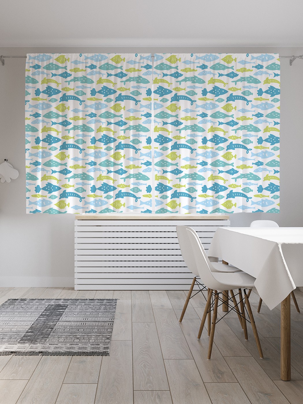 

Шторы JoyArty "Геометрический арт водных животных", Oxford DeLux, 2шт 145x180см, Геометрический арт водных животных