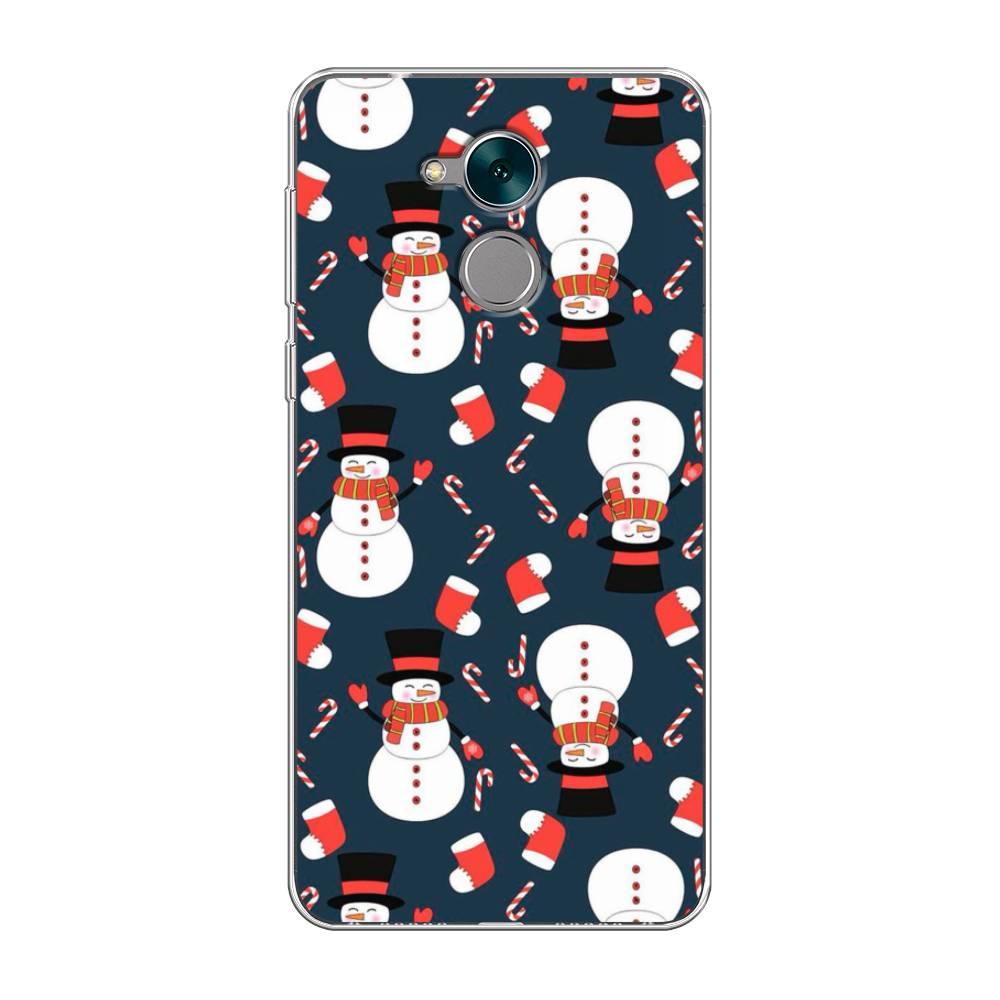 

Чехол на Honor 6C "Синие снеговики", Синий;белый;красный, 62750-5