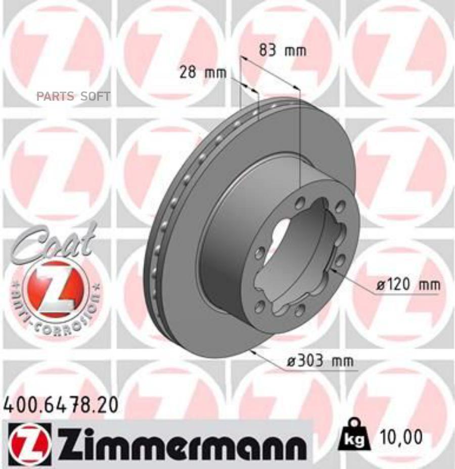 

Тормозной диск ZIMMERMANN 400647820