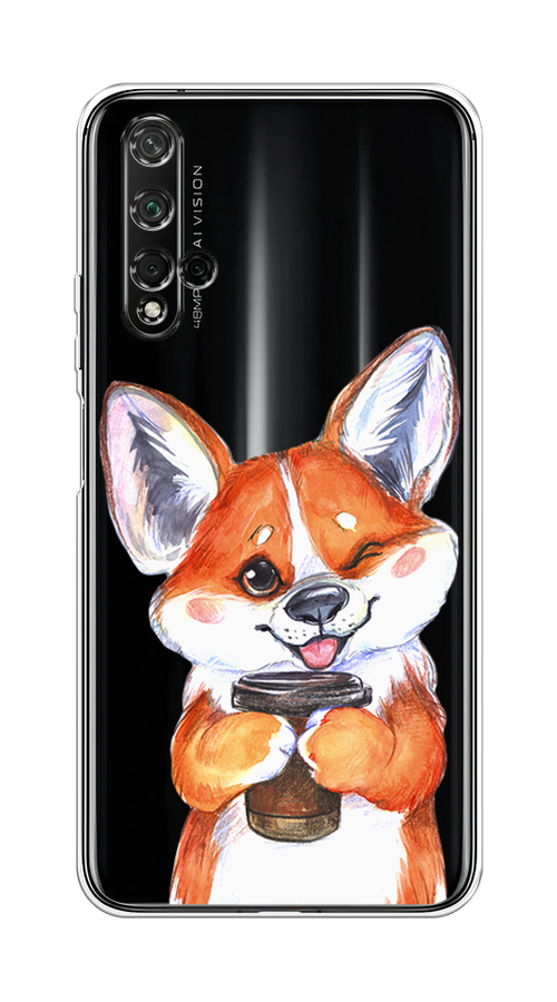 

Чехол на Honor 20/Huawei Nova 5T "Корги с кофе", Оранжевый;белый, 69550-4
