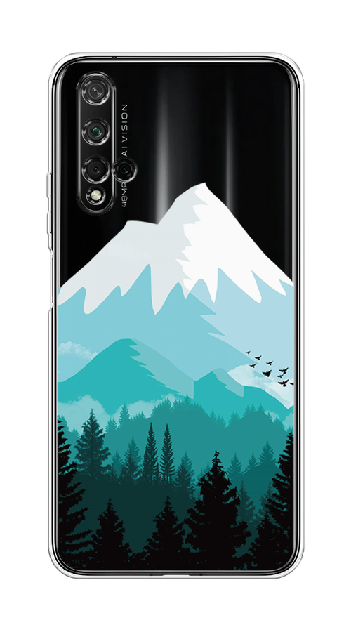 

Чехол на Honor 20/Huawei Nova 5T "Синяя снежная гора", Белый;голубой, 69550-2