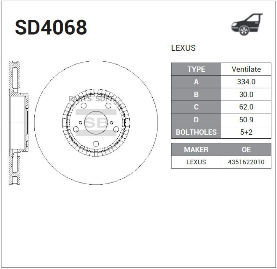 

Диск Тормозной Sd4068 Sangsin brake арт. SD4068