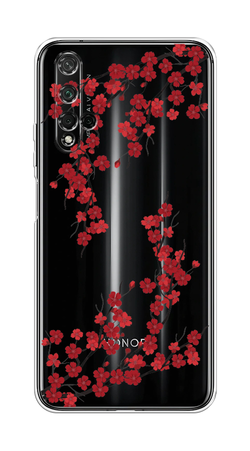 

Чехол на Honor 20/Huawei Nova 5T "Красная сакура", Красный;черный, 69550-2