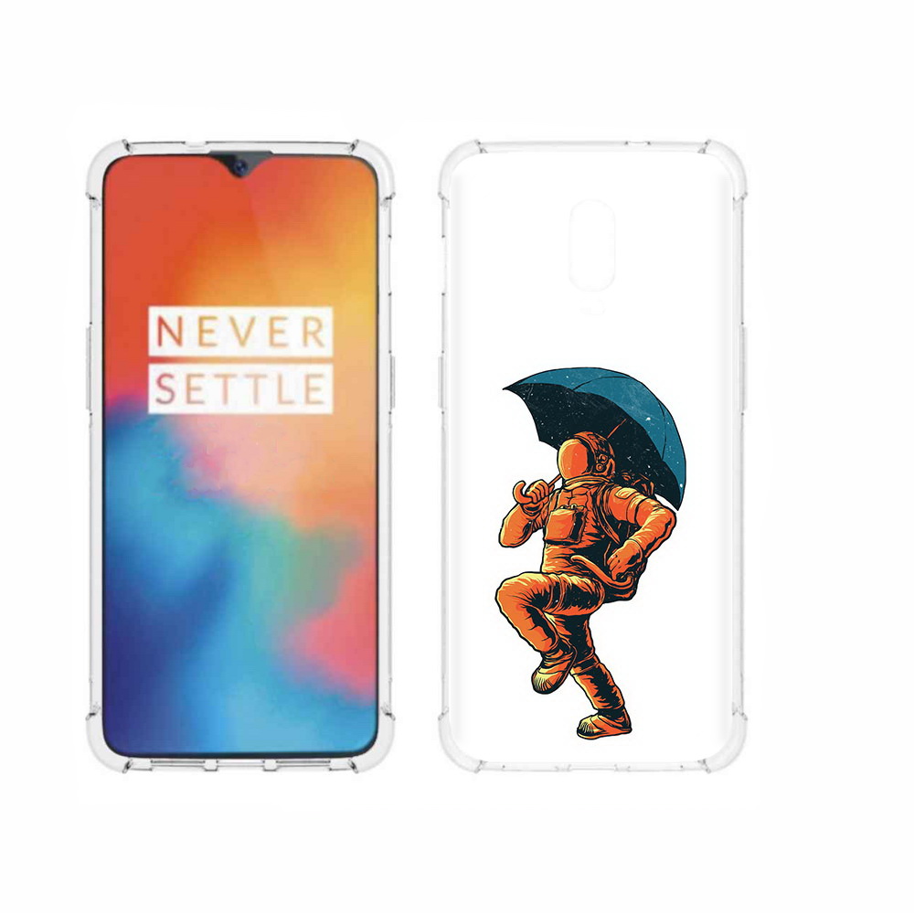 

Чехол MyPads Tocco для OnePlus 6T шагающий космонавт с зонтом, Прозрачный, Tocco