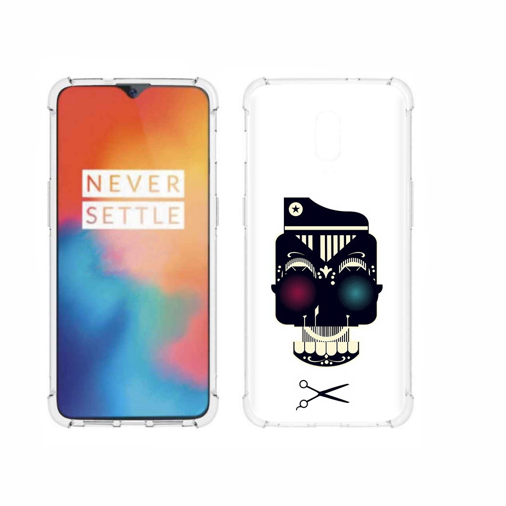

Чехол MyPads Tocco для OnePlus 6T черно белый скелет с яркими глазами, Прозрачный, Tocco