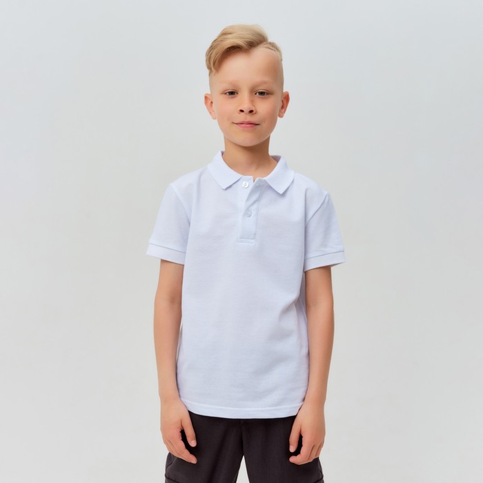 

Футболка детская поло MINAKU: Basic line цвет белый, рост 140