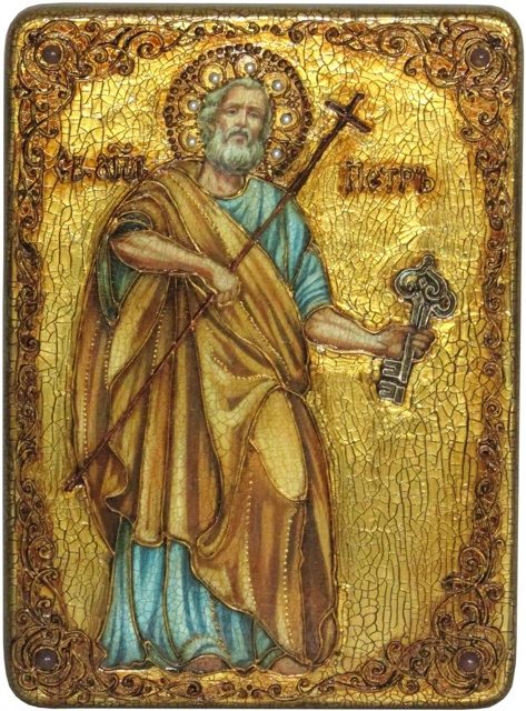 фото Икона аналойная первоверховный апостол петр на мореном дубе 999-rti-665m мастерская раздолье