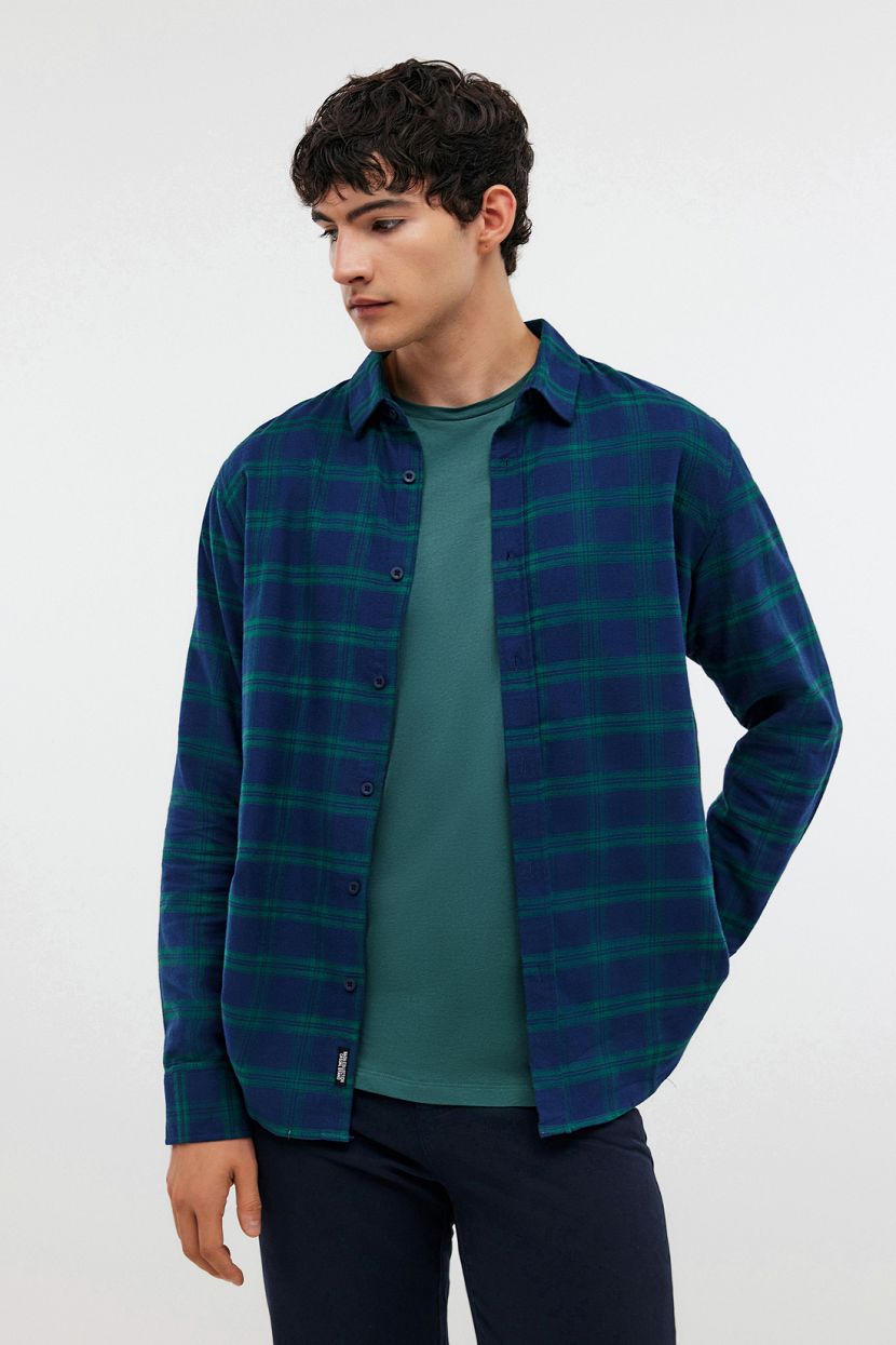 

Рубашка мужская Baon B6624517 синяя 2XL, Синий, B6624517