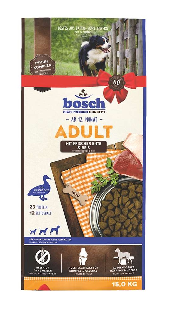 

Сухой корм для собак Bosch Adult Ente&Reis Утка и Рис 15кг, Adult