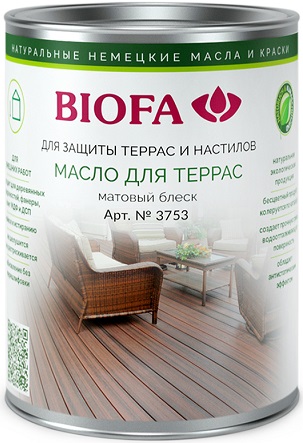 Масло для Террас Biofa 3753 0.4л Бесцветный Полуглянцевое / Биофа 3753.