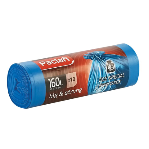 Пакеты для мусора 160л Paclan Big&Strong 120x87см 20мкм синие 10шт в рулоне 18 уп