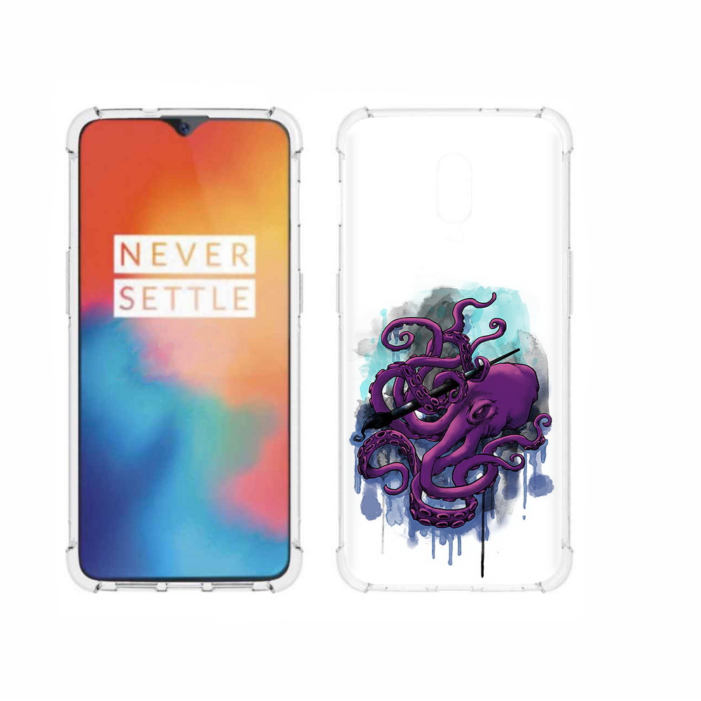 

Чехол MyPads Tocco для OnePlus 6T фиолетовый осьминог, Прозрачный, Tocco