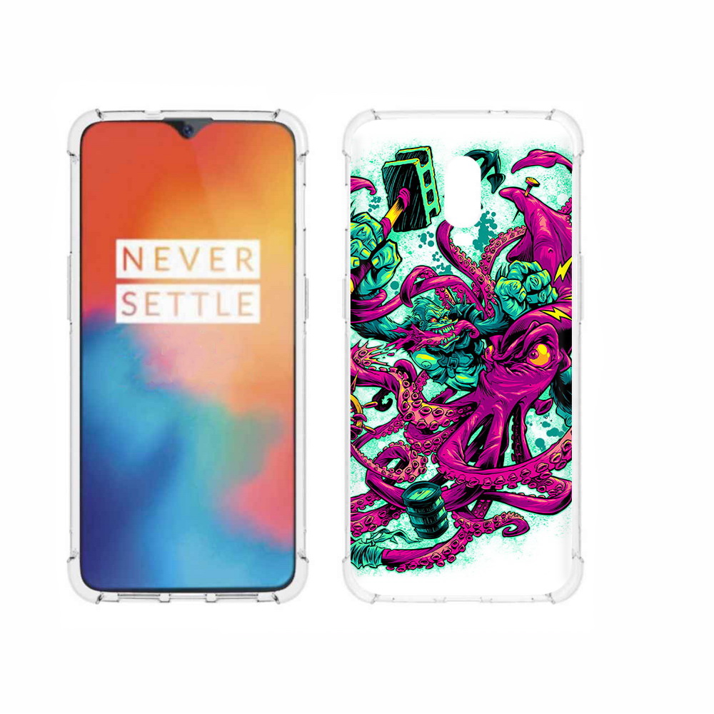 

Чехол MyPads Tocco для OnePlus 6T фиолетовый кракен, Прозрачный, Tocco
