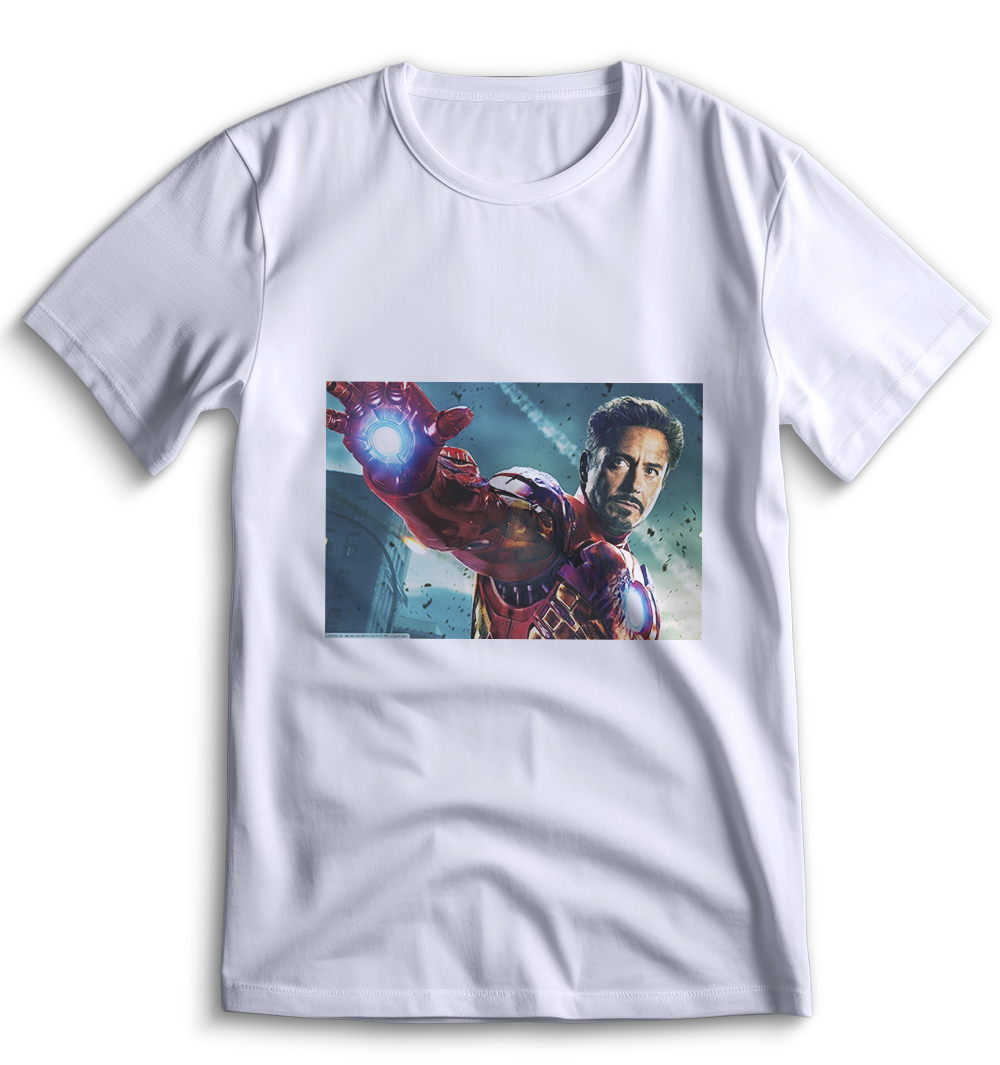 Белая футболка XS с изображением Железного человека 0014 от Top T-shirt.