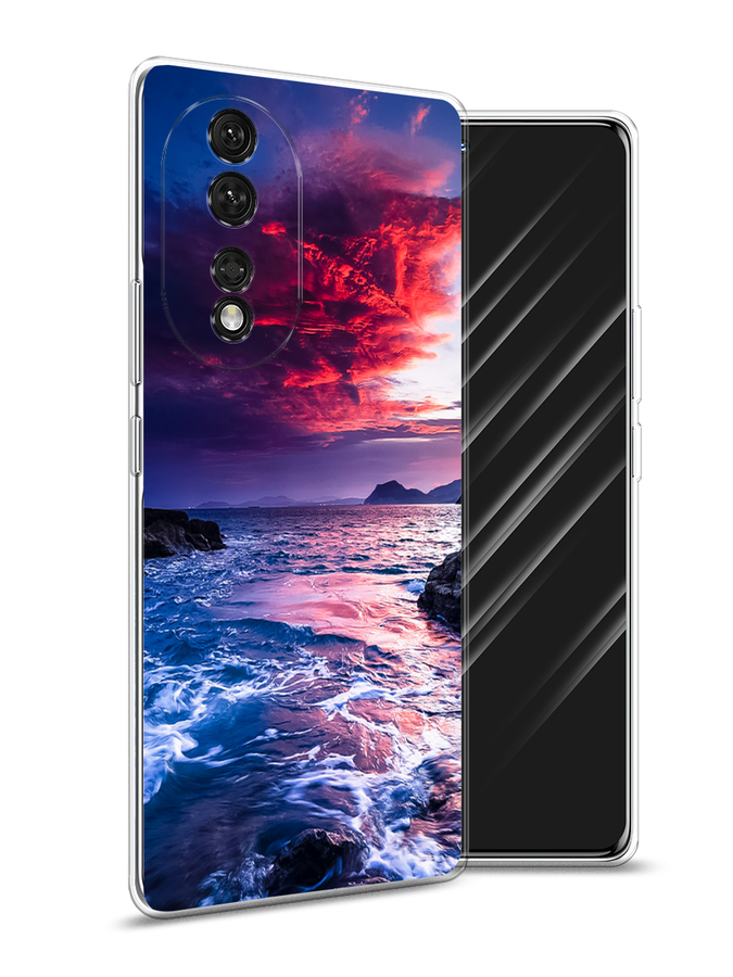 

Чехол Awog на Honor 80 "Волны 1", Розовый;синий, 6120350-4