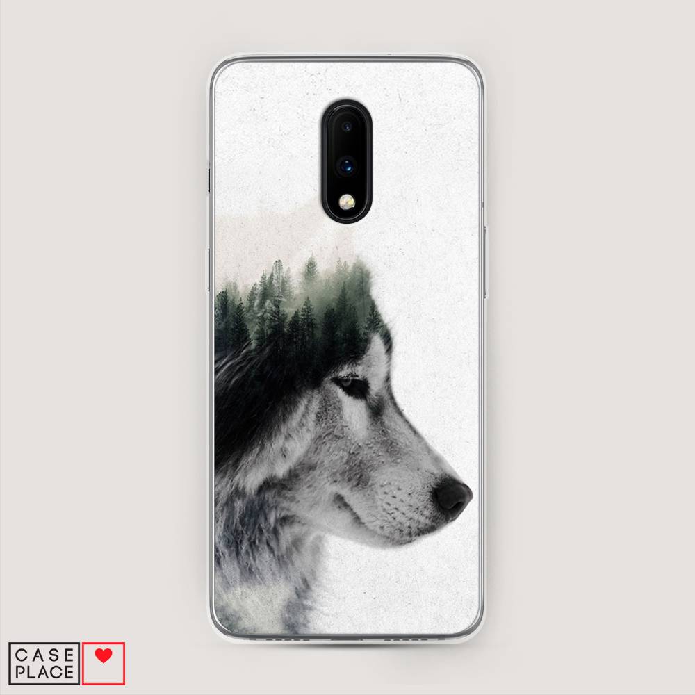 

Чехол на OnePlus 7 "Волк лес", Серый;белый, 150750-1