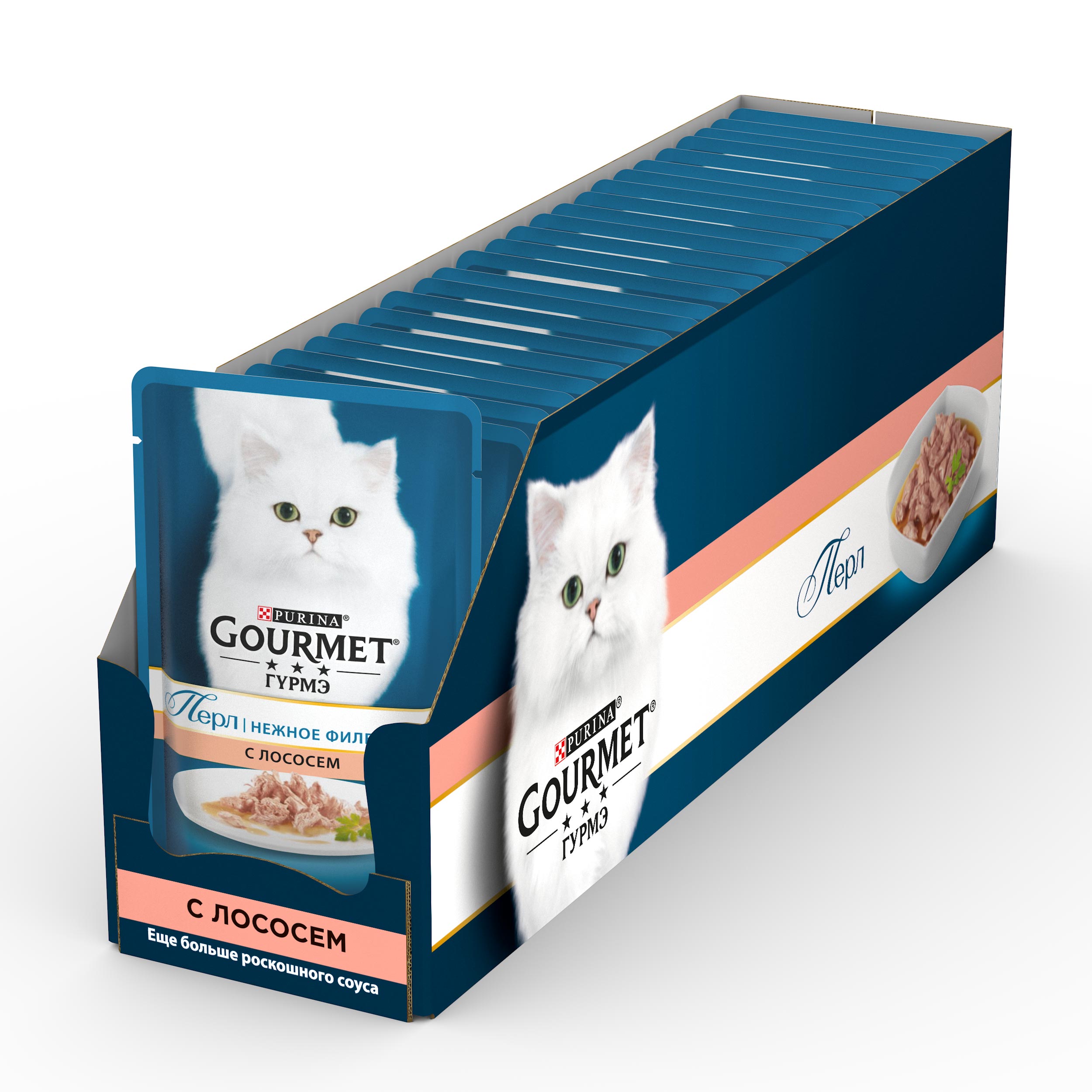 фото Влажный корм для кошек gourmet perle, лосось, 24шт, 85г