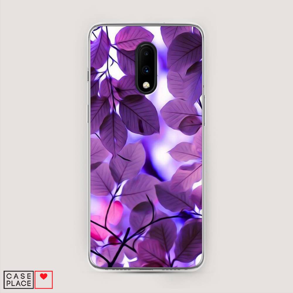

Чехол на OnePlus 7 "Сиреневые листики", Фиолетовый;голубой, 150750-2