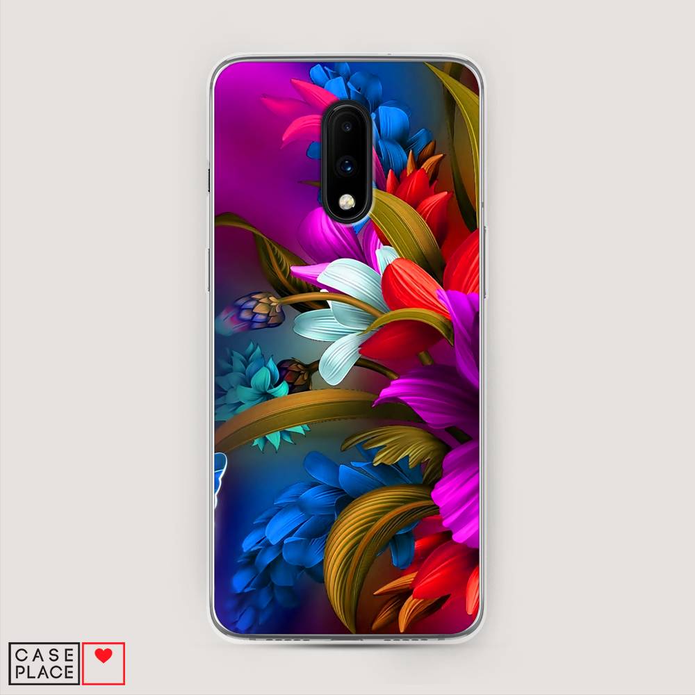 

Чехол на OnePlus 7 "Фантастические цветы", Фиолетовый;красный;синий, 150750-2