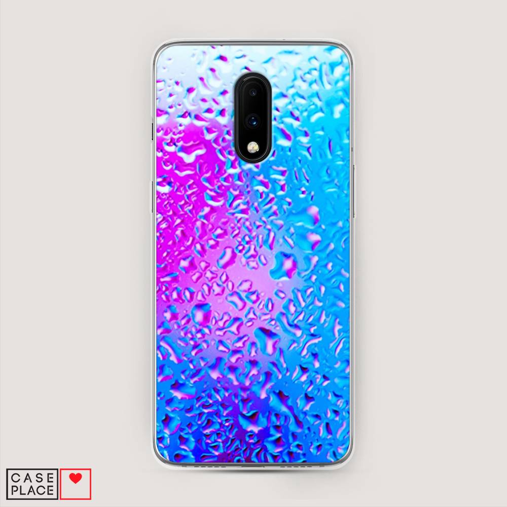 

Чехол на OnePlus 7 "Капли на стекле", Голубой;розовый, 150750-3