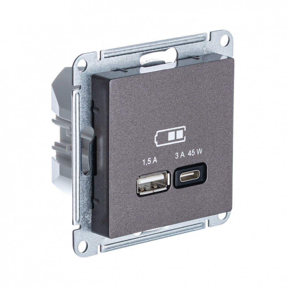 

SE AtlasDesign Мокко USB Розетка A + тип-C 45W высокоскор.заряд. QC,PD, мех. ATN000629, AtlasDesign7