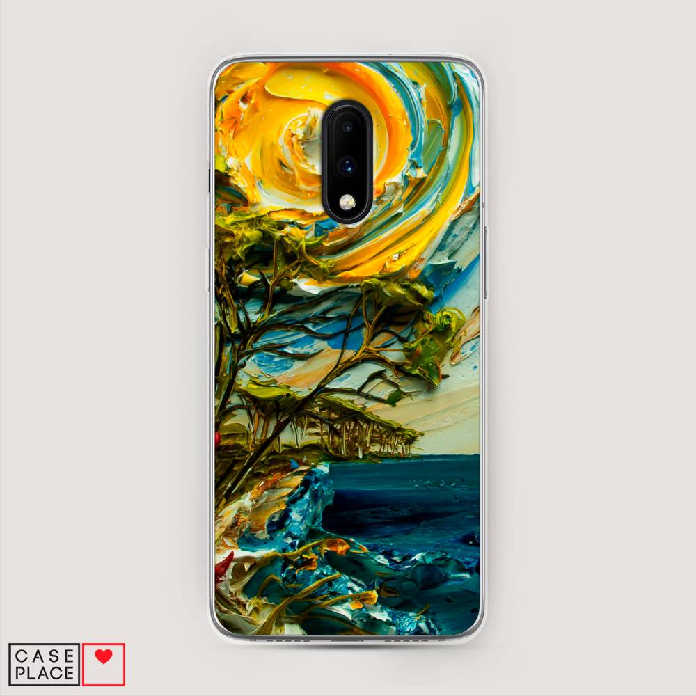 

Чехол на OnePlus 7 "Солнце живопись", Желтый;синий, 150750-4