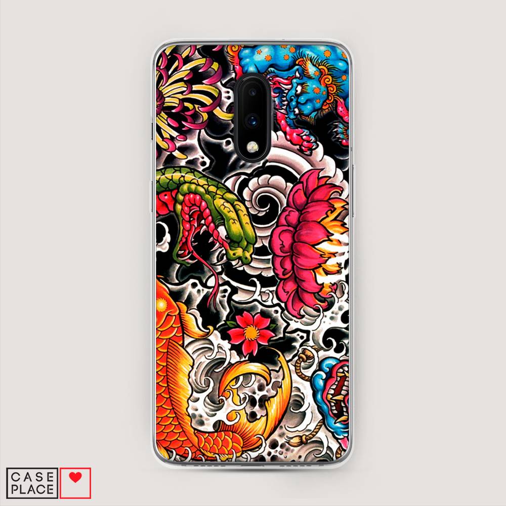 

Чехол на OnePlus 7 "Японское искусство", Красный;оранжевый;голубой, 150750-4