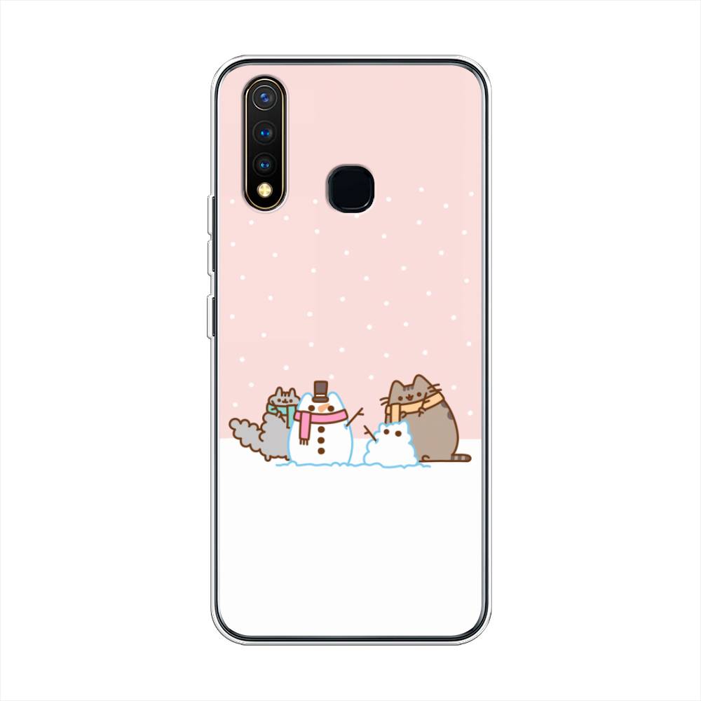 

Чехол для Vivo Y19 "Котики в снегу", Розовый;белый;серый, 261950-5
