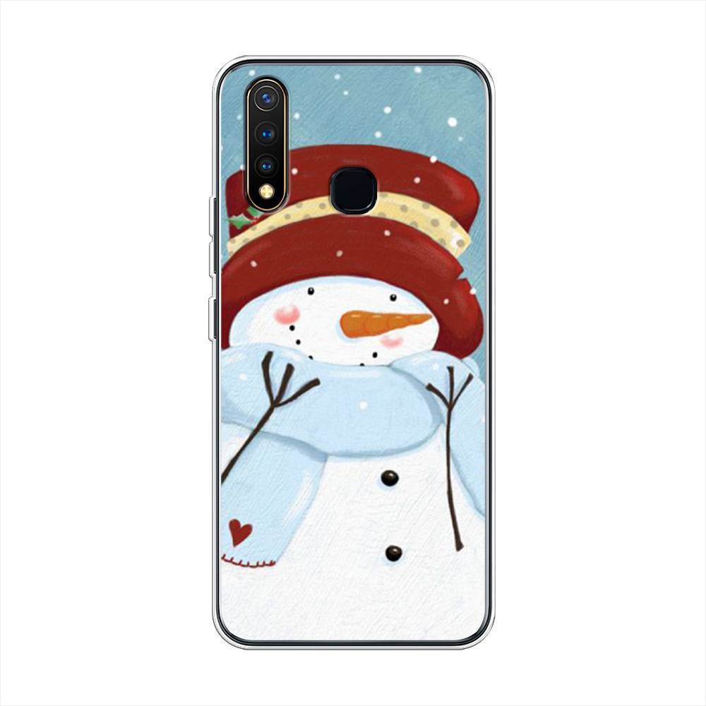 

Чехол для Vivo Y19 "Застенчивый снеговик", Голубой;белый;красный, 261950-5