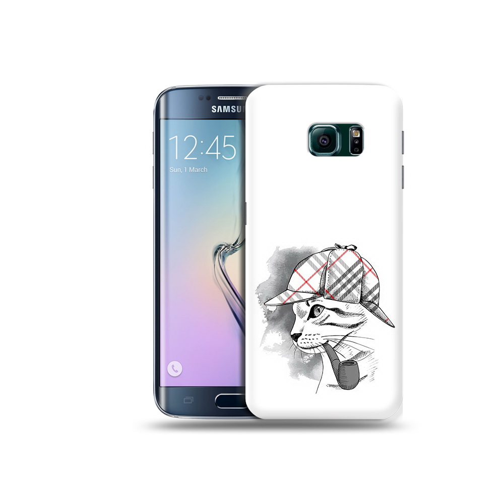Чехол MyPads Tocco для Samsung Galaxy S6 Edge кошка с трубкой