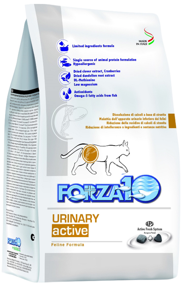 фото Сухой корм для кошек forza10 urinary active, при мочекаменной болезни, 2 шт по 1,5 кг