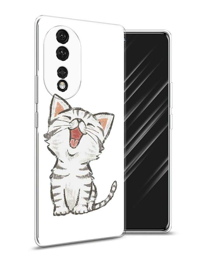 

Чехол Awog на Honor 80 "Котенок рисованный", Серый;белый, 6120350-1