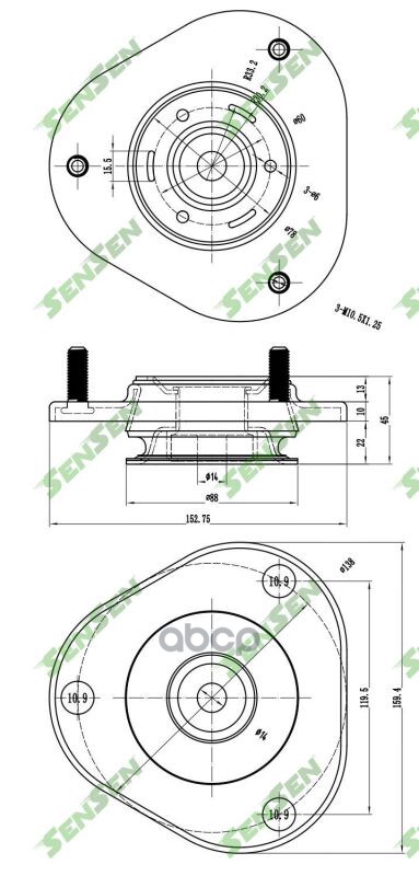 

Опора Амортизатора Переднего Toyota Corolla 1.4/1.6 16v/1.8 16v 06> Sensen арт. M61105