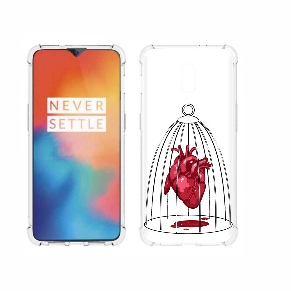 

Чехол MyPads Tocco для OnePlus 6T сердце в клетке, Прозрачный, Tocco