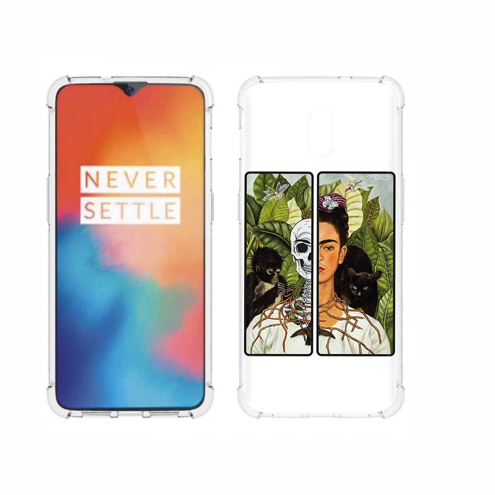 Чехол MyPads Tocco для OnePlus 6T сдвоенная картинка девушка скелет