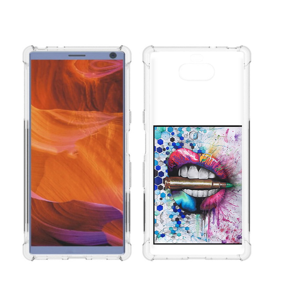 

Чехол MyPads Tocco для Sony Xperia 10 Plus разноцветные губы с пулей, Прозрачный, Tocco