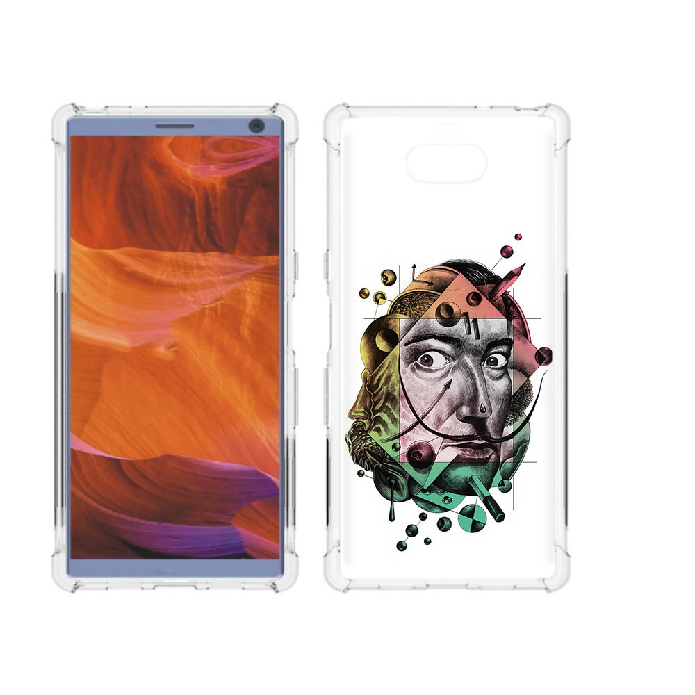 

Чехол MyPads Tocco для Sony Xperia 10 Plus разноцветное лицо абстракция, Прозрачный, Tocco