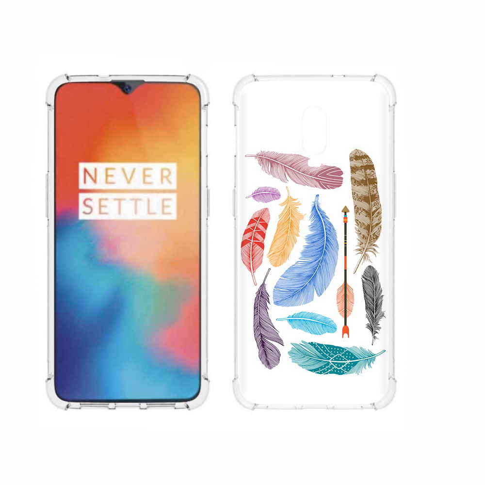 

Чехол MyPads Tocco для OnePlus 6T разноцветные перья, Прозрачный, Tocco