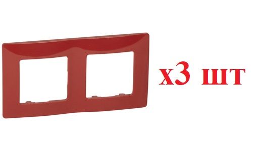 

Legrand Etika Красная Рамка 2-ая 672532 (3шт), Красный, Etika