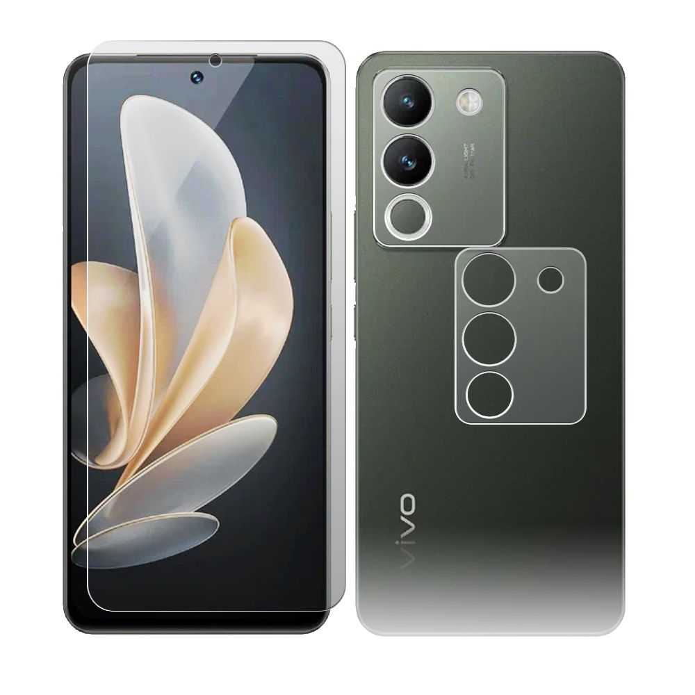 

Стекло защитное гибридное МАТОВОЕ Krutoff для Vivo V29e + защита камеры (2шт.)