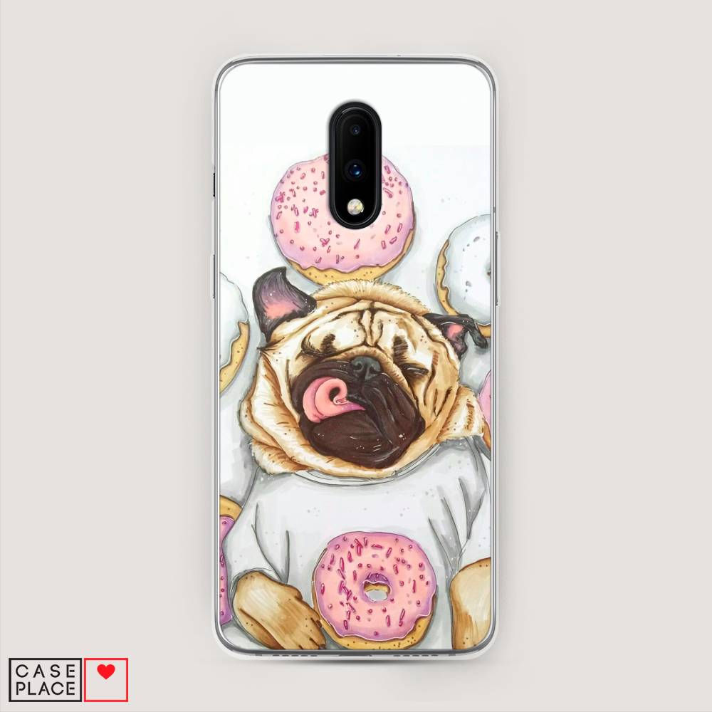

Чехол на OnePlus 7 "Счастливый мопс", Розовый;бежевый;коричневый, 150750-1