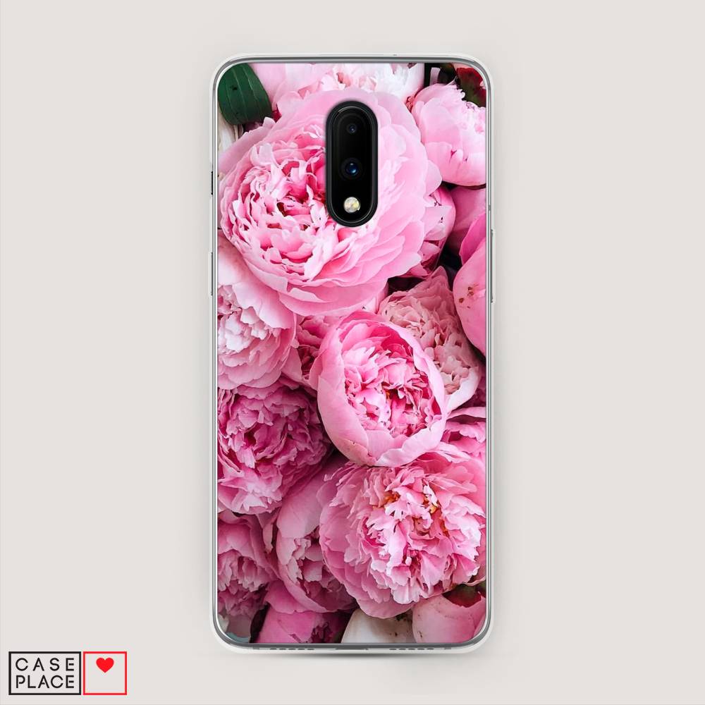 

Чехол на OnePlus 7 "Розовые пионы", Бежевый;розовый, 150750-2