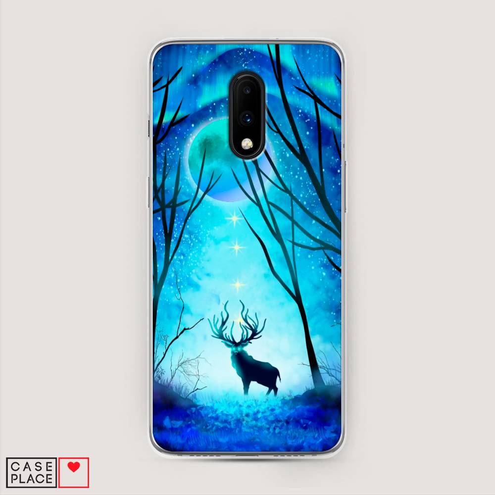 

Чехол на OnePlus 7 "Олень северное сияние", Синий;черный;голубой, 150750-1