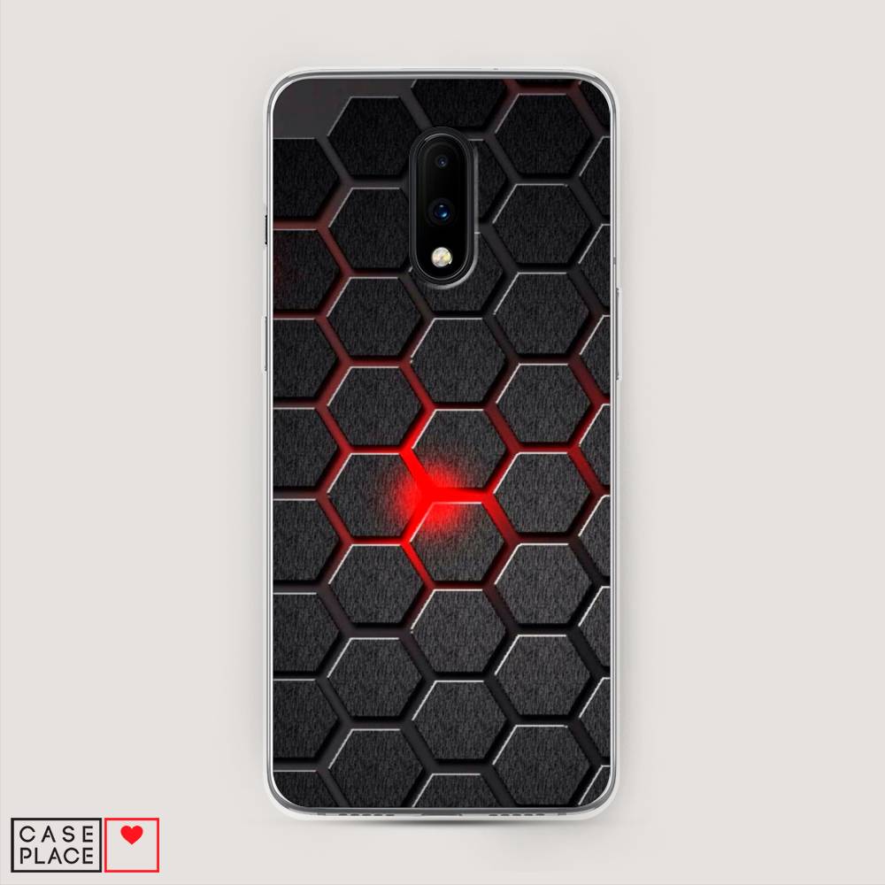 

Чехол на OnePlus 7 "Соты красные", Красный;черный;серый, 150750-3