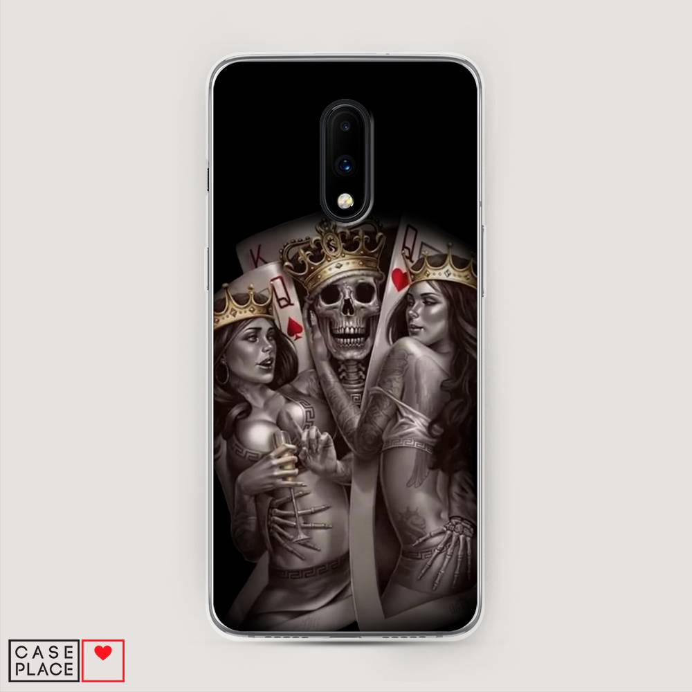 

Чехол на OnePlus 7 "Карты король и королевы", Серый;желтый, 150750-6