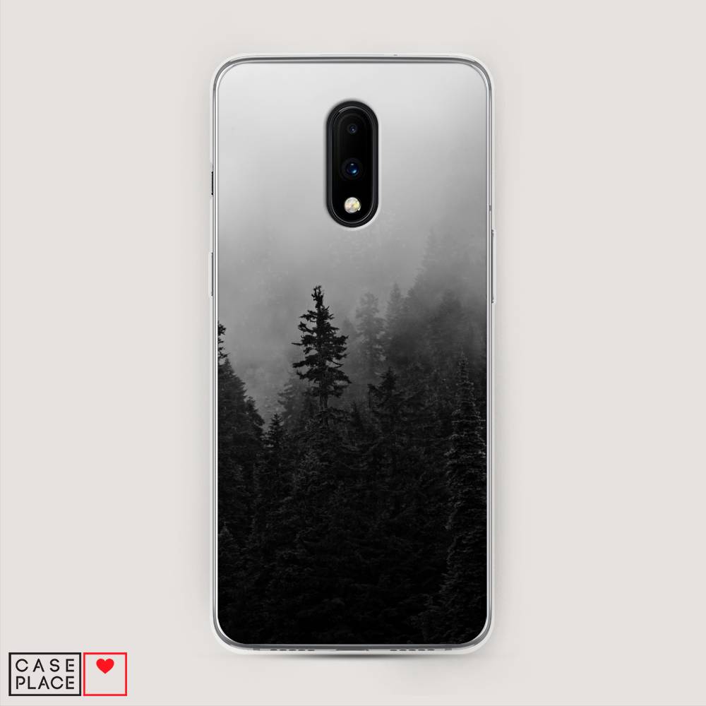 

Чехол на OnePlus 7 "Туманный лес", Серый;черный, 150750-2
